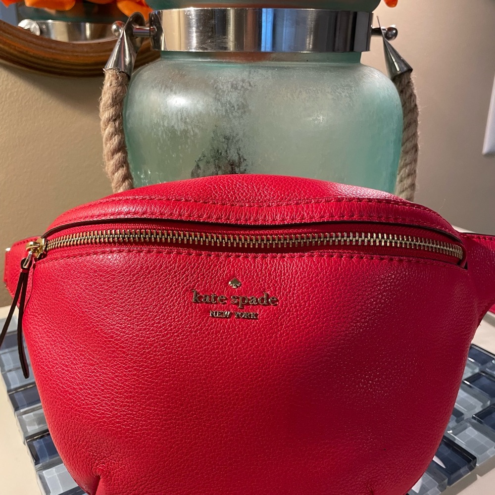 Kate Spade Belt Waist Bag in Red with zipper closure